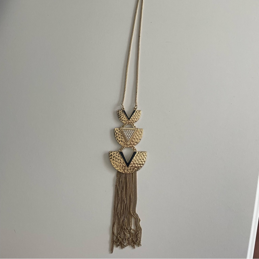 Express Geometric Tassel Necklace in Gold